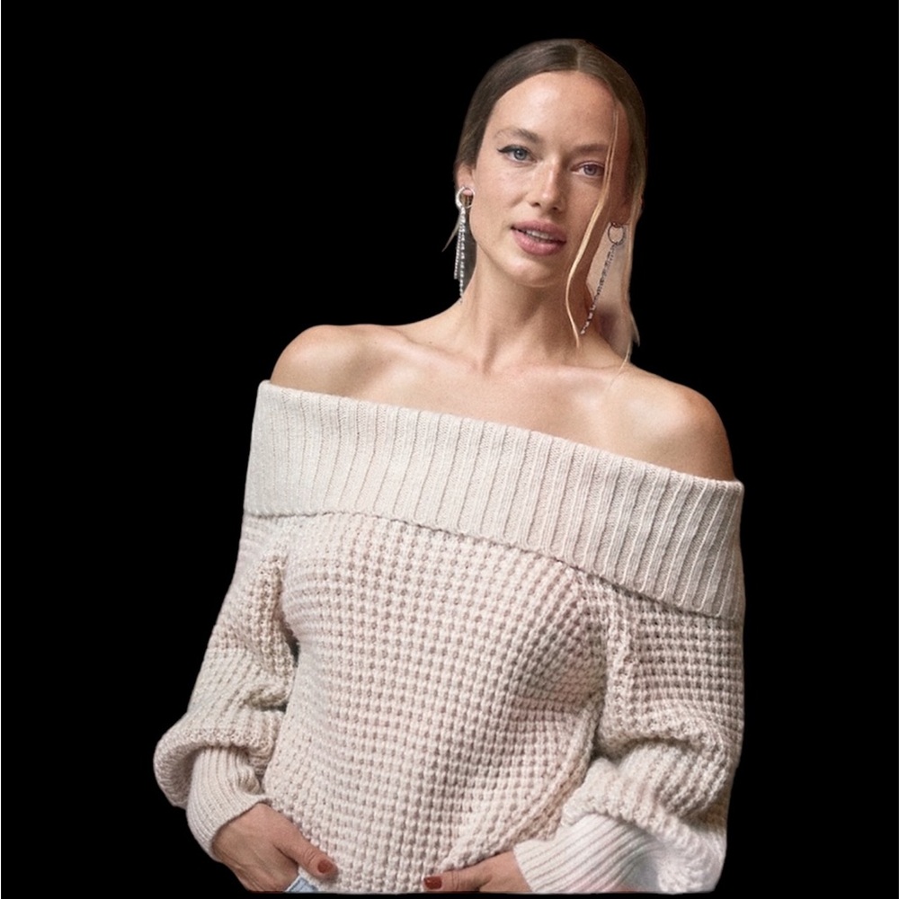 Women’s Express off the shoulder Sweater!!!! 🤍🔥 - Picture 2 of 11